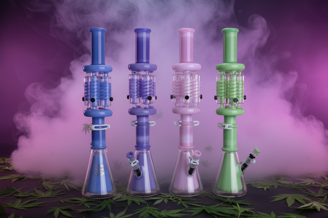 WTF BONG-4 Times Freezable Coil Double Bong-B1