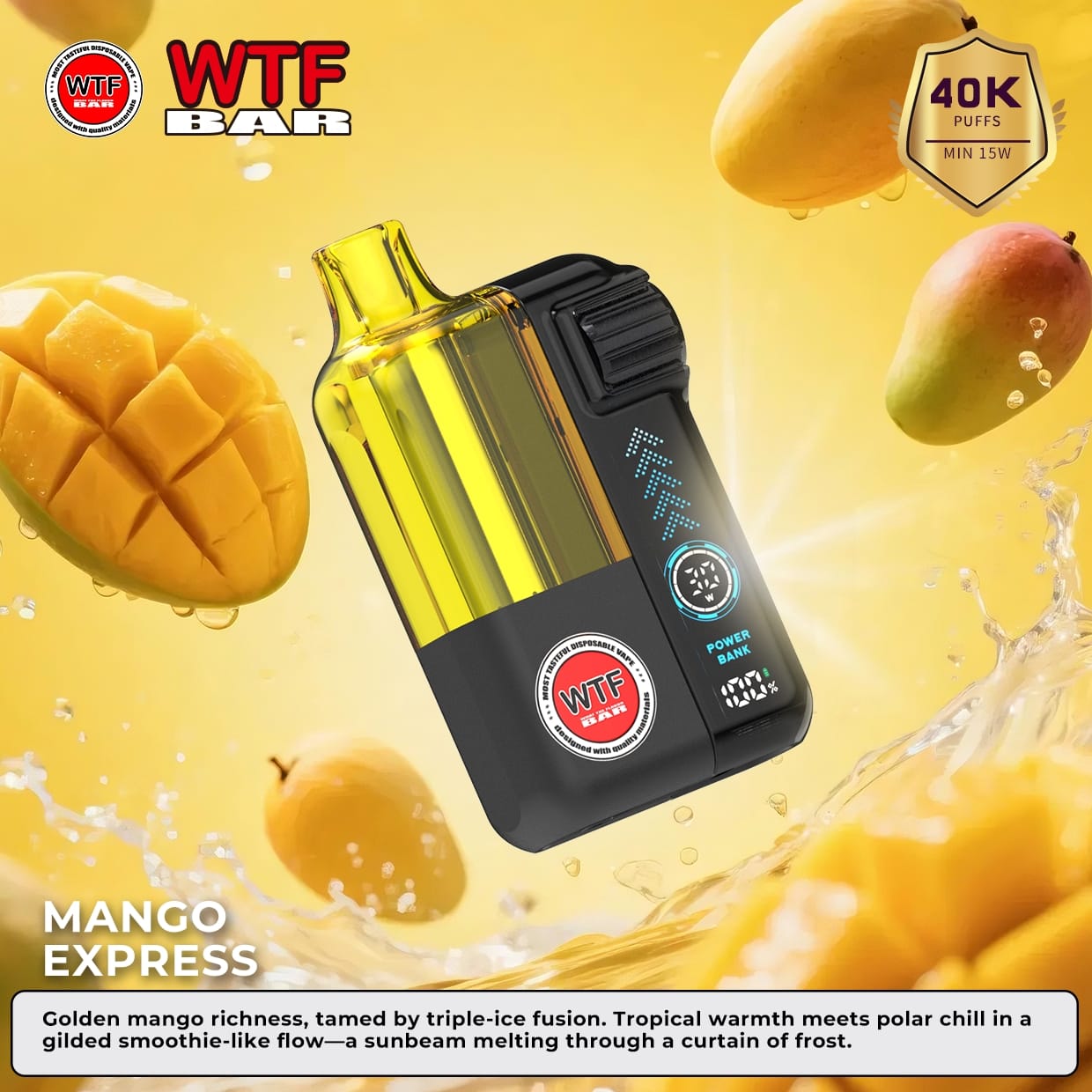 WTF BAR DISPOSABLE 40K PUFFS-MANGO EXPRESS