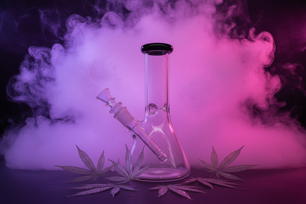 WTF BONG- WATER BEAKER BLACK RING- 8 INCH TALL- B3