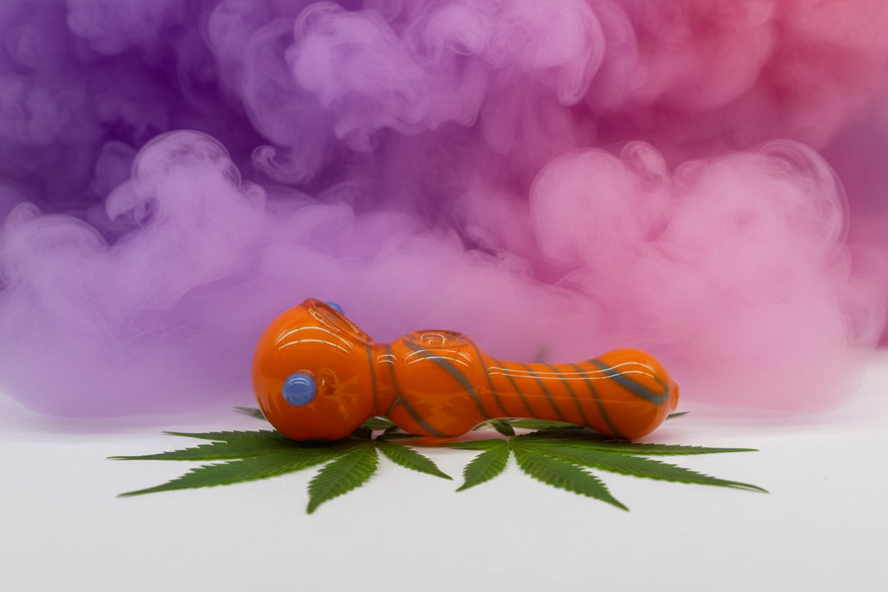 WTF HAND PIPE- DOUBLE BOWL-DB ORANGE- 6 INCHES