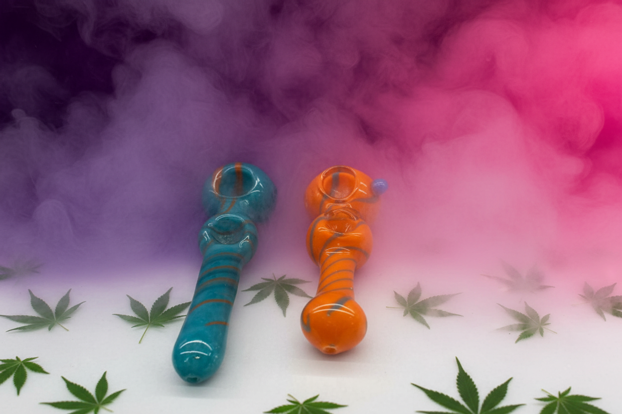 WTF HAND PIPE- DOUBLE BOWL-DB GREEN- 6 INCHES